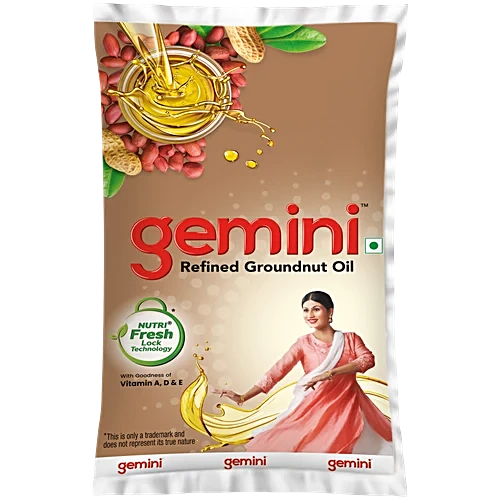 Gemini Refined Groundnut Oil, 870 g Pouch
